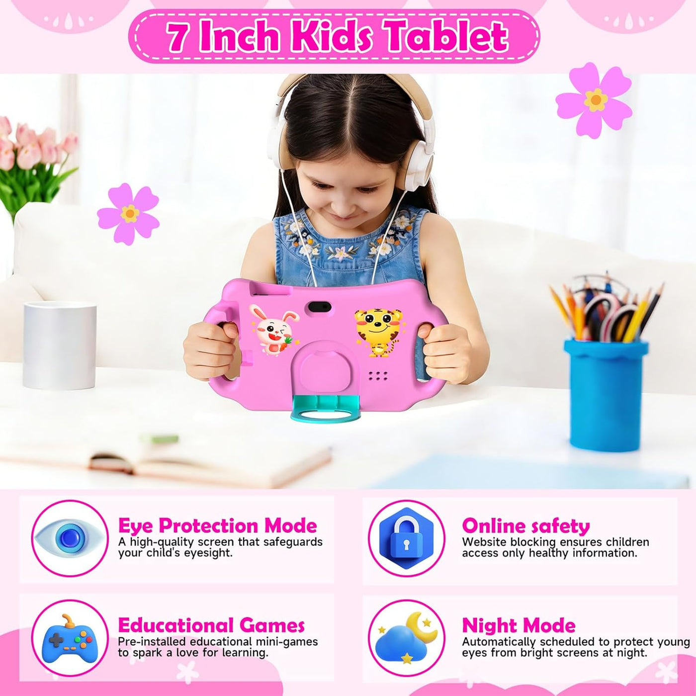 Nyxolaria Tableta para niños de 7 pulgadas Android 12.0 para niños...