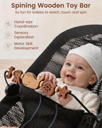 Baby Bouncer Toy Bar de madera con espejo, animales marinos