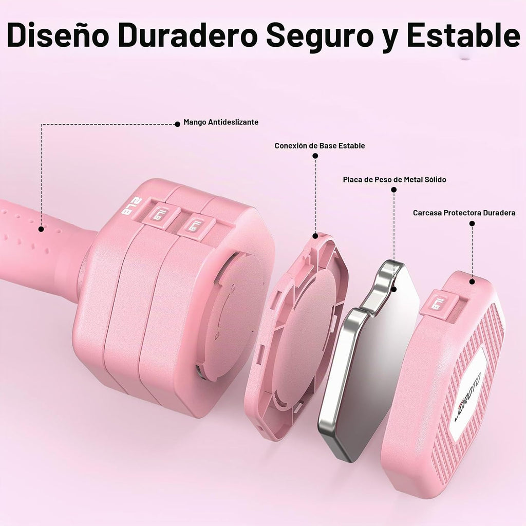 JOROTO Set de Mancuernas Ajustables 5 en 1, Par Ajustable 8LB/11LB para Mujeres en Casa, Bloqueo Dual 1s-Adjust Estable con Mango Suave TPE, Gimnasio en Casa, Rehabilitación, Pilates, Yoga, Entrenamiento de Fuerza