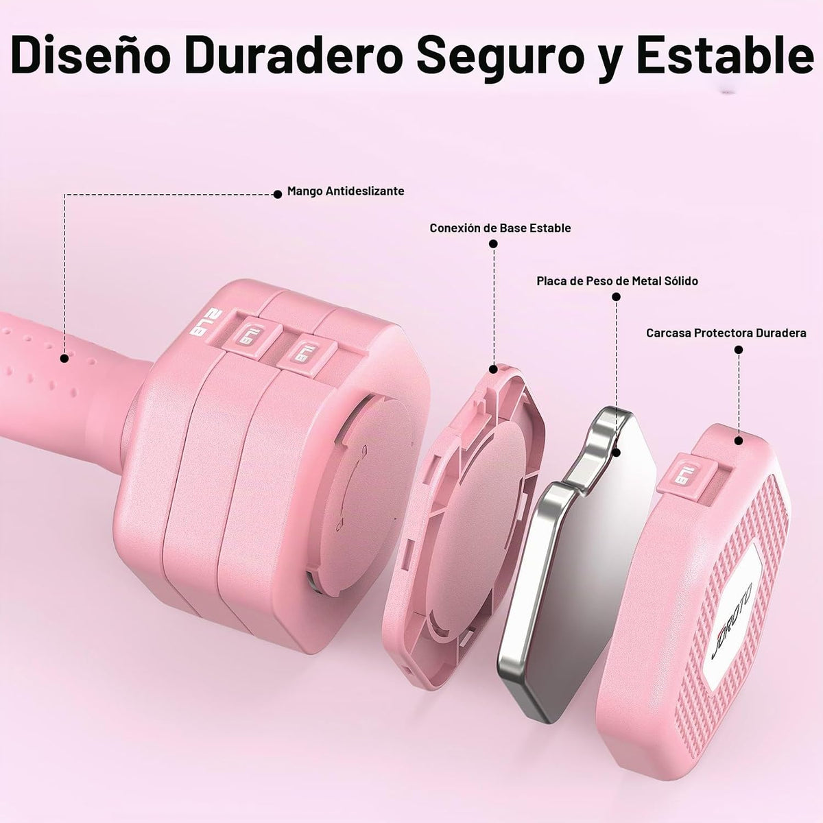 JOROTO Set de Mancuernas Ajustables 5 en 1, Par Ajustable 8LB/11LB para Mujeres en Casa, Bloqueo Dual 1s-Adjust Estable con Mango Suave TPE, Gimnasio en Casa, Rehabilitación, Pilates, Yoga, Entrenamiento de Fuerza