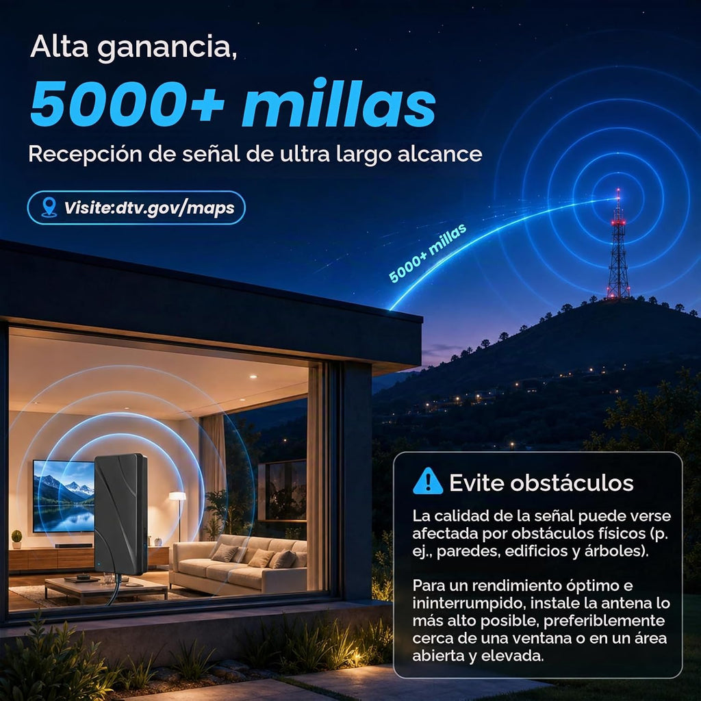 Antena de TV 2026 para Smart TV, antena de TV digital para canales locales
