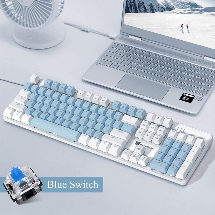Qisan Teclado mecánico 104 para juegos | Teclado USB de gran tamaño...
