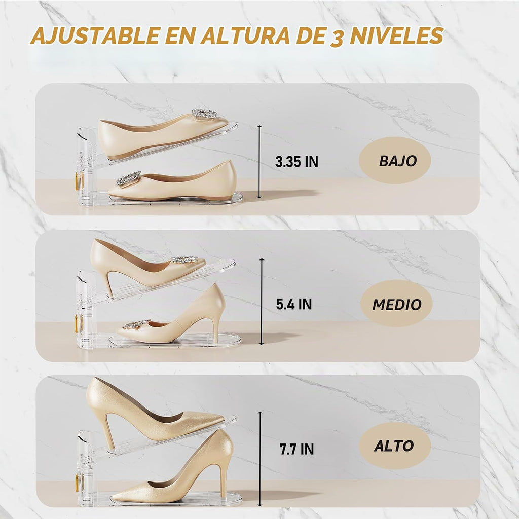 Organizador de zapatos para armario, organizador de zapatos apilables de doble capa, estante para zapatos, ahorro de espacio del 50%, soporte de almacenamiento para armario, 12 unidades