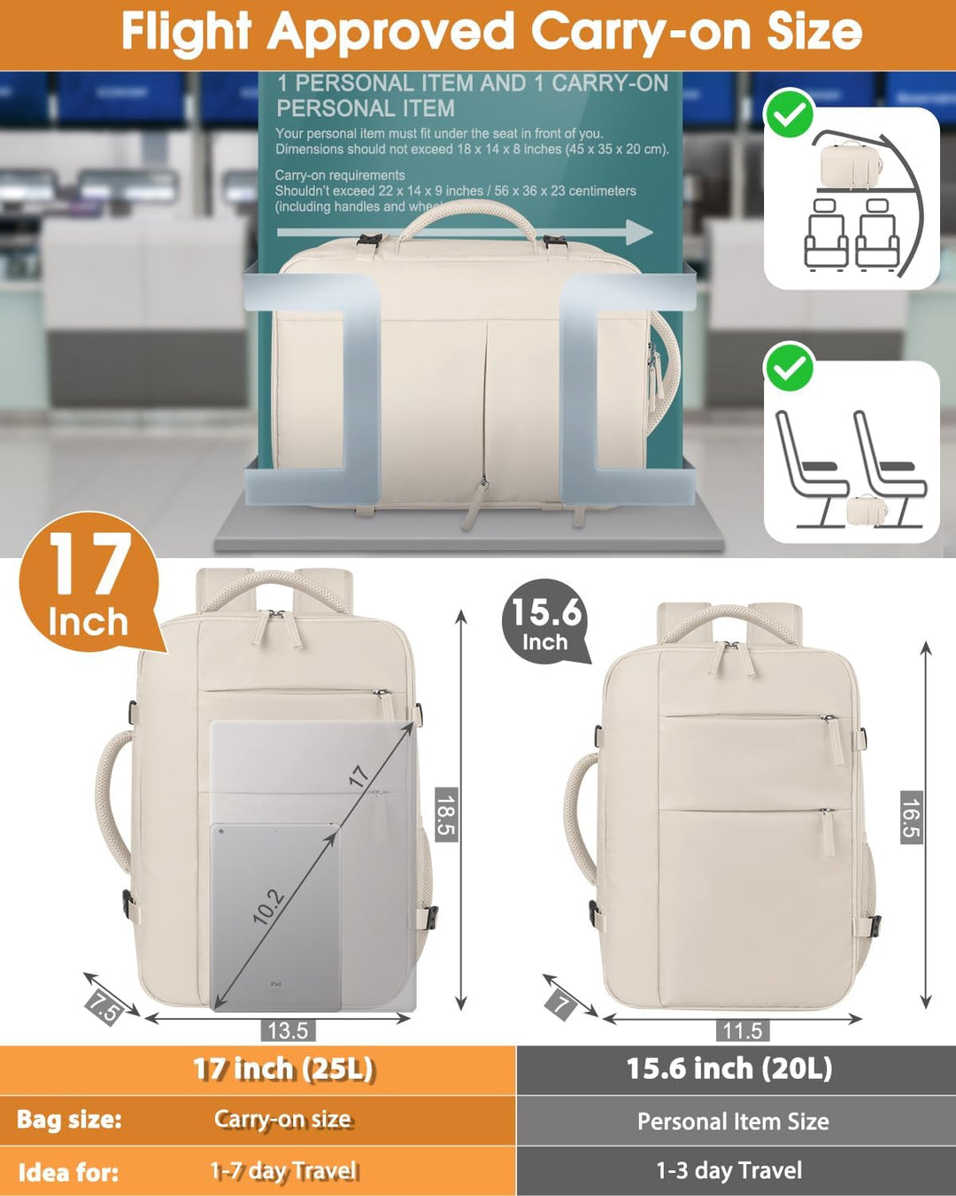Mochila de viaje Capolo para mujeres y hombres, mochila impermeable...