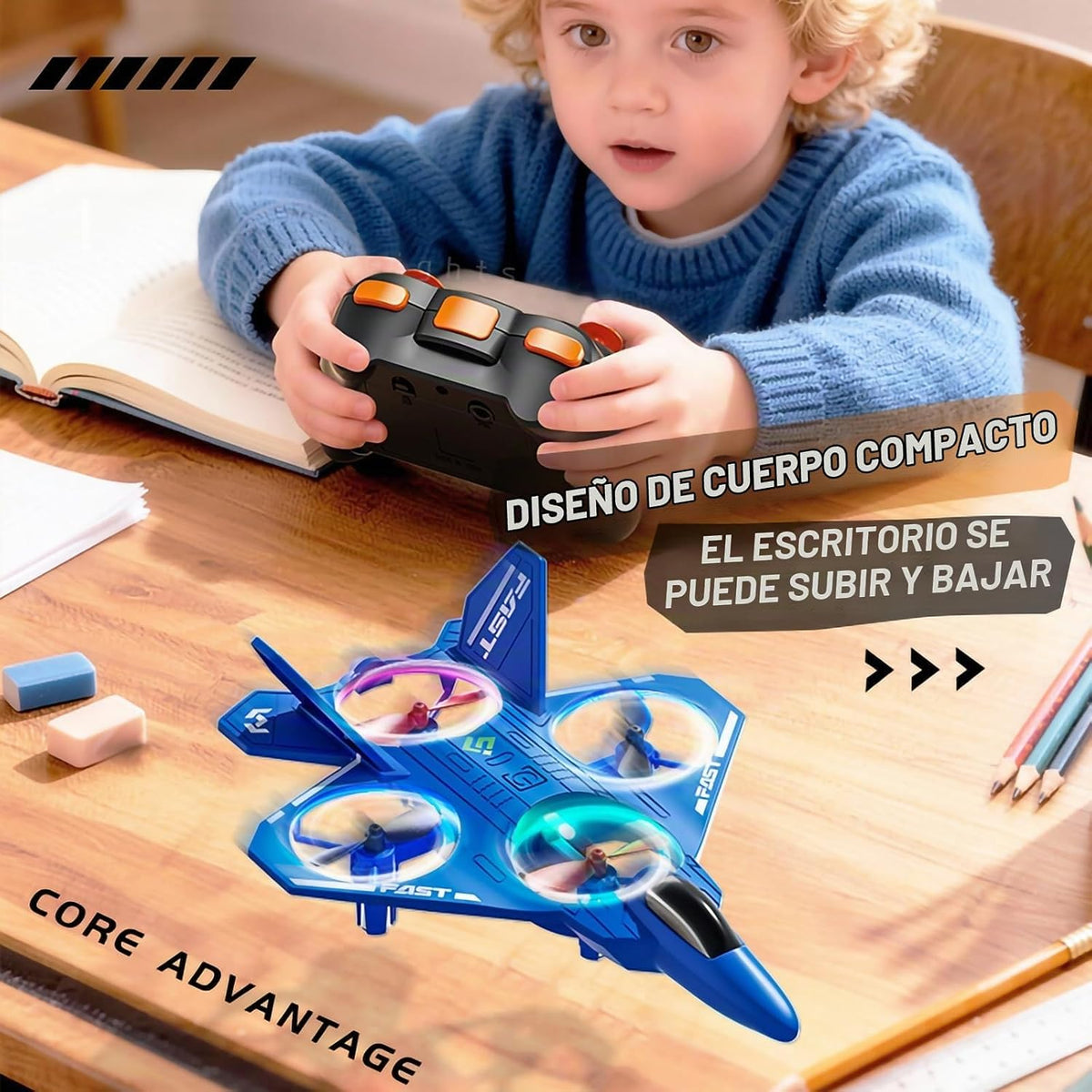 ANTSIR Avión RC ABS Fighter Jet Drone Juguete Volador para regalo de cumpleaños
