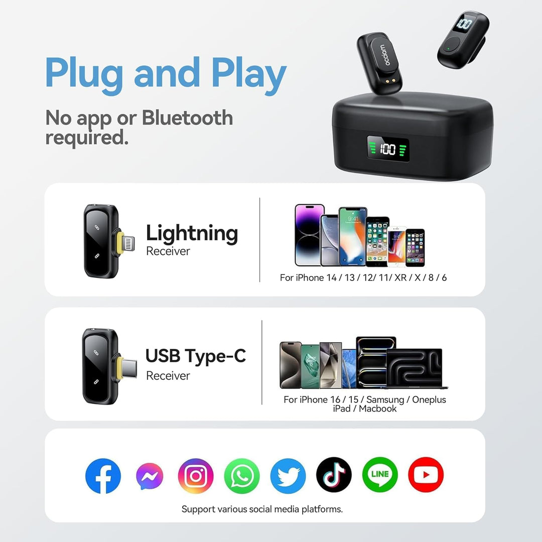 occiam Mini micrófono Lavalier para iPhone y Android Micrófono inal...