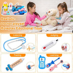 Kit de médico para niños pequeños de 3 a 5 años, kit de médico para niños con bolsa de almacenamiento médico y estetoscopio real, disfraz de médico para juegos de simulación, regalo de cumpleaños para niñas y niños (21 piezas)