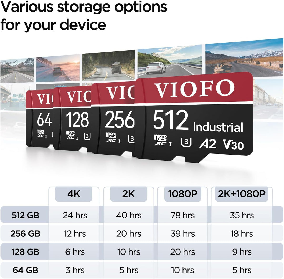 VIOFO Tarjeta microSD de grado industrial de 128 GB, tarjeta de mem...