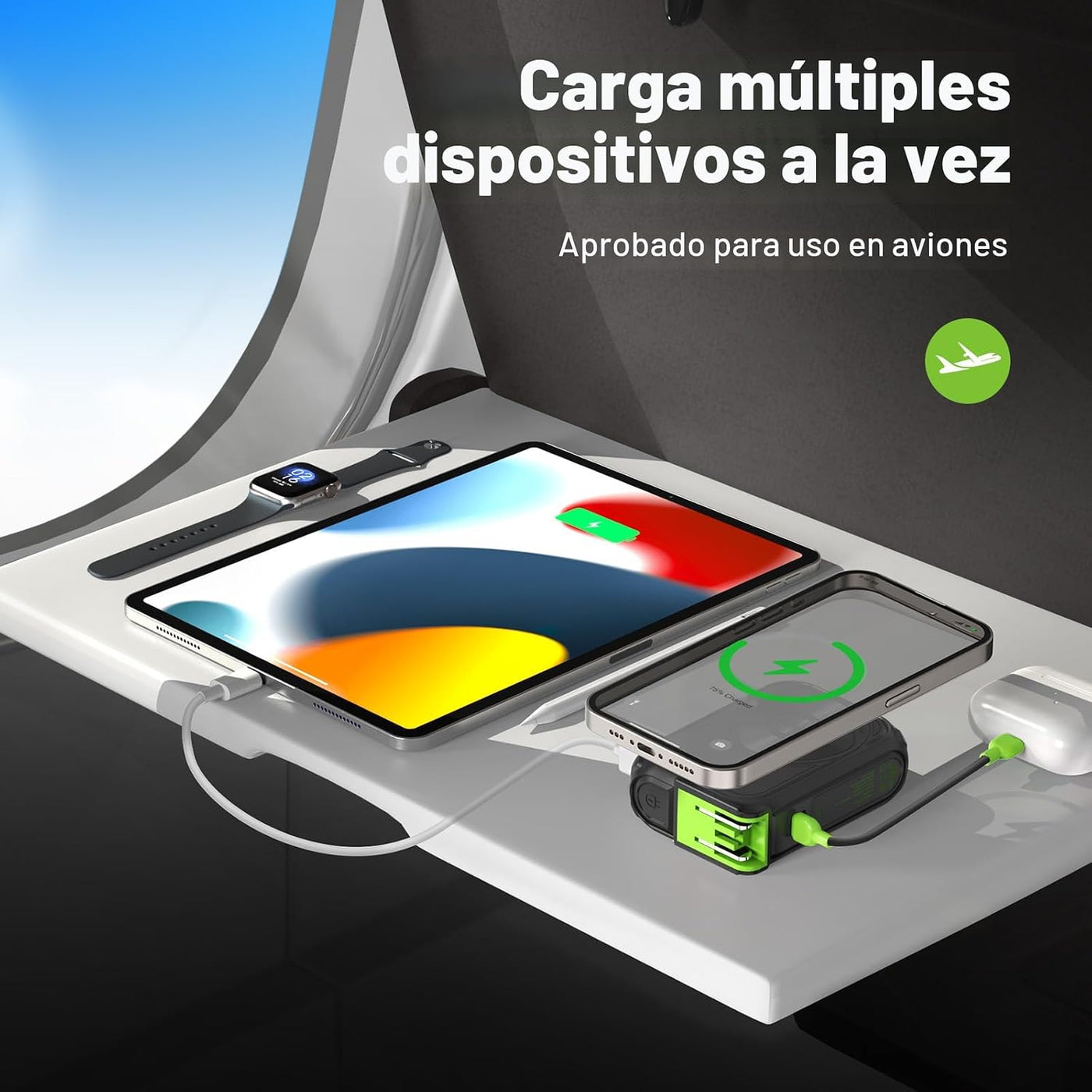 SEANCHEER P05 Cargador portátil Power Bank10000mAh Cables integrado...