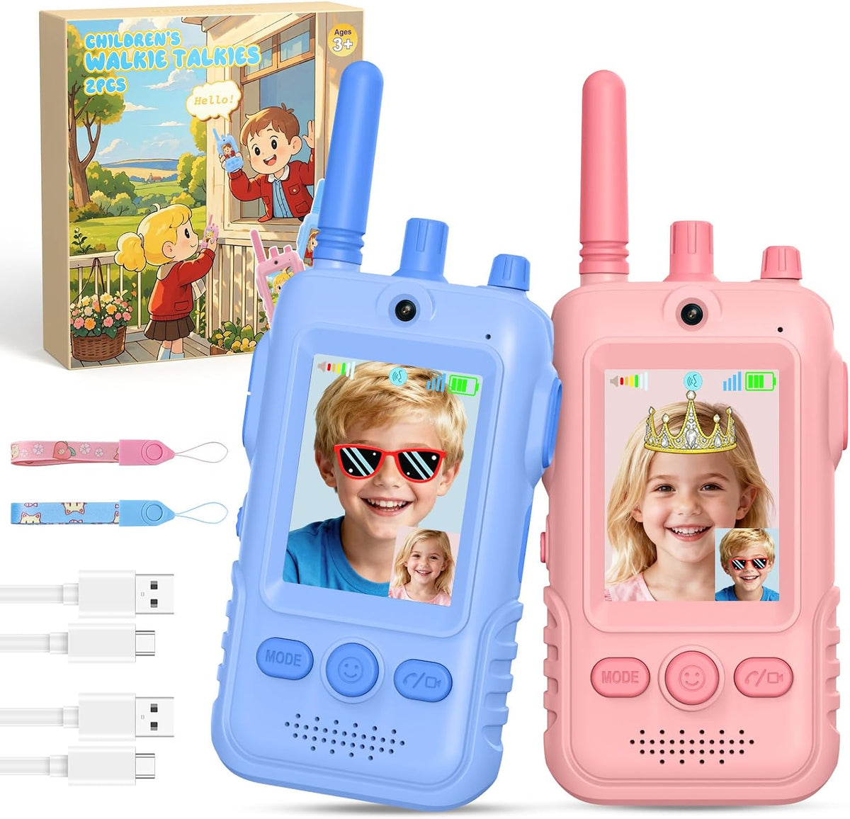 Walkie Talkies de video recargables para niños: 1.5 veces más duración de