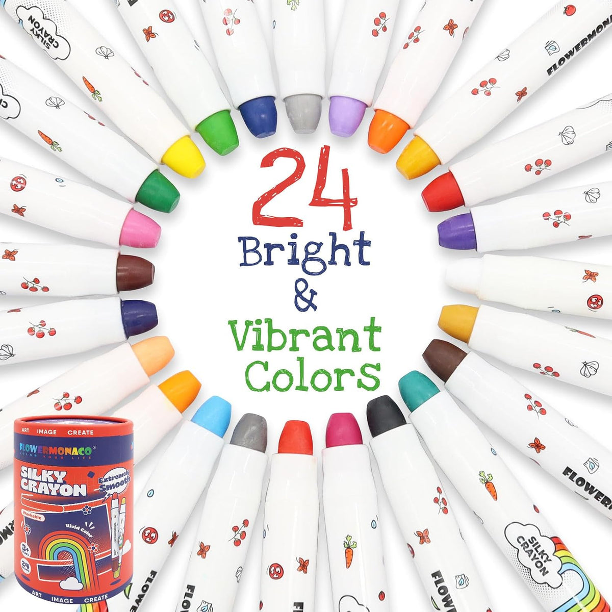 Lebze - Crayones lavables jumbo, 24 colores no tóxicos, regalo para niños