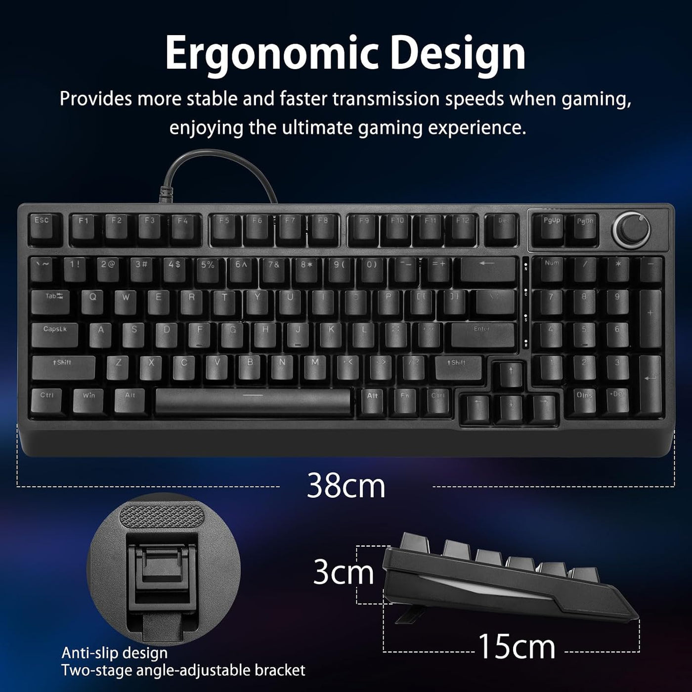 HUO JI Teclado mecánico para juegos con cable, 17 modos retroilumin...