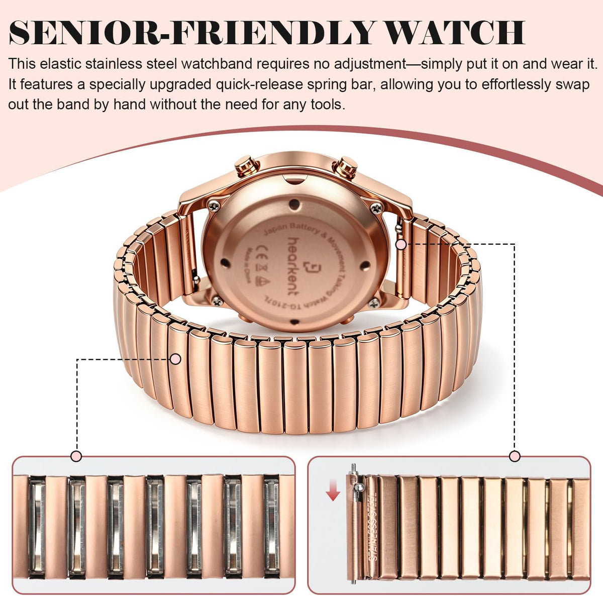 Hearkent El reloj parlante inglés americano atómico habla hora clara y fuerte, la banda elástica de fecha y hora de alarma es el mejor regalo para personas mayores, con discapacidad visual o personas