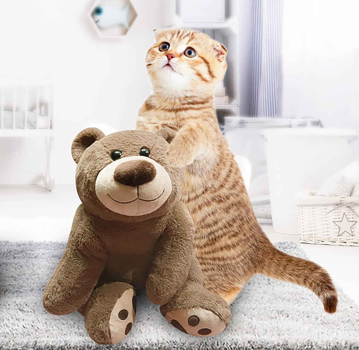 Mewkou Oso de peluche con peso de 3.5 libras, almohada de animales de felpa con peso de 24 pulgadas, bonitos juguetes de peluche kawaii, regalos para niños, adultos, adolescentes, cumpleaños, Navidad