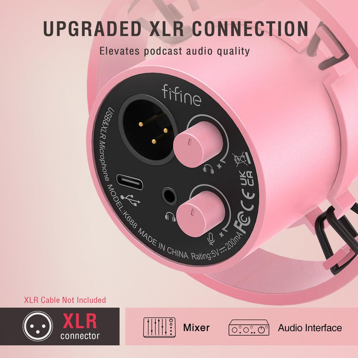 FIFINE Micrófono Dinámico XLR\/USB, Micrófono de Podcast Vocal de E...