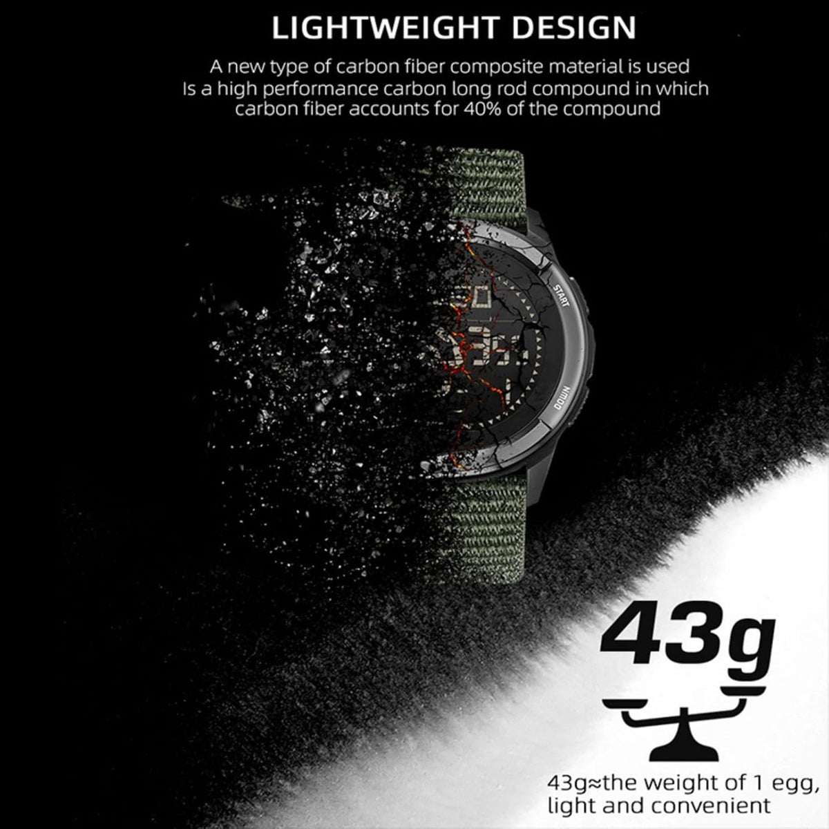 CakCity Relojes tácticos para hombres, relojes deportivos militares con caja de fibra de carbono, reloj ligero impermeable para mujeres/hombres, relojes digitales con brújula, contador de pasos