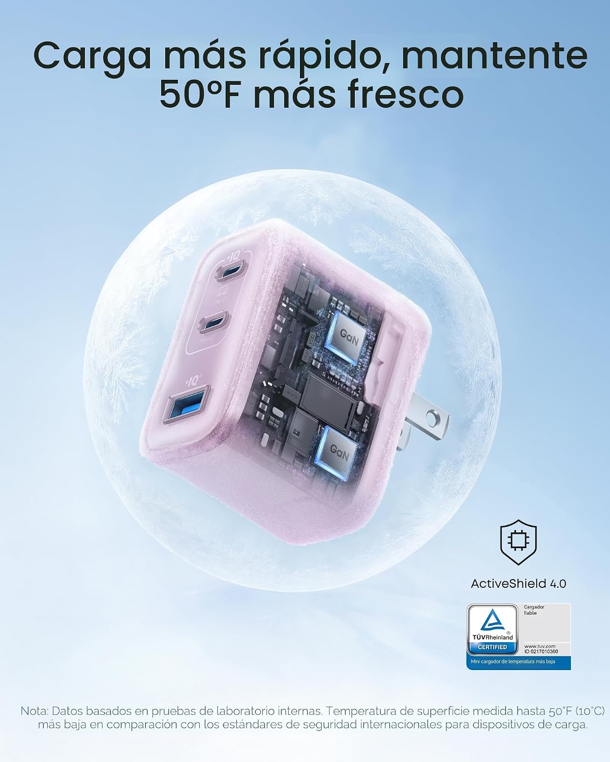 Anker Nano 70W Max Cargador Rápido de 3 Puertos USB-C, cargador tipo C de carga