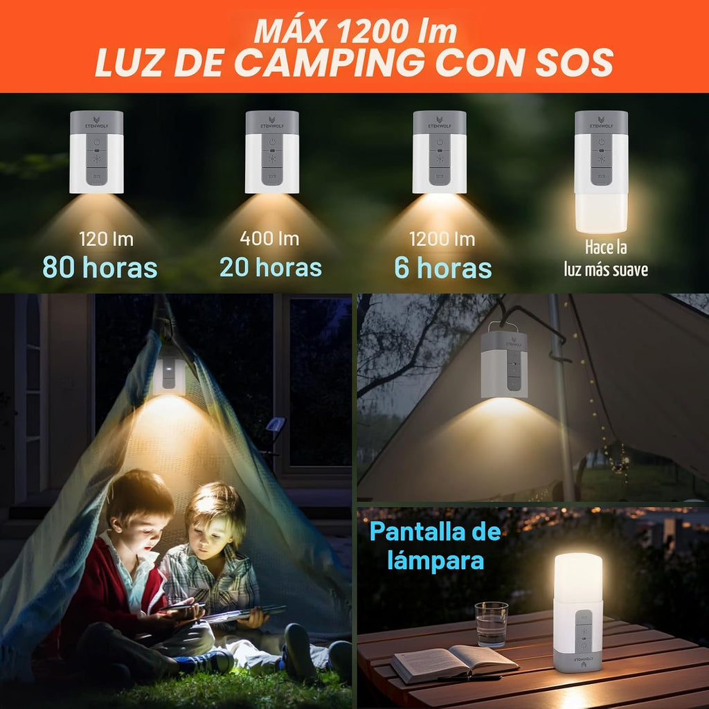 ETENWOLF Bomba de aire para inflables con batería de 10400 mAh y luz camping