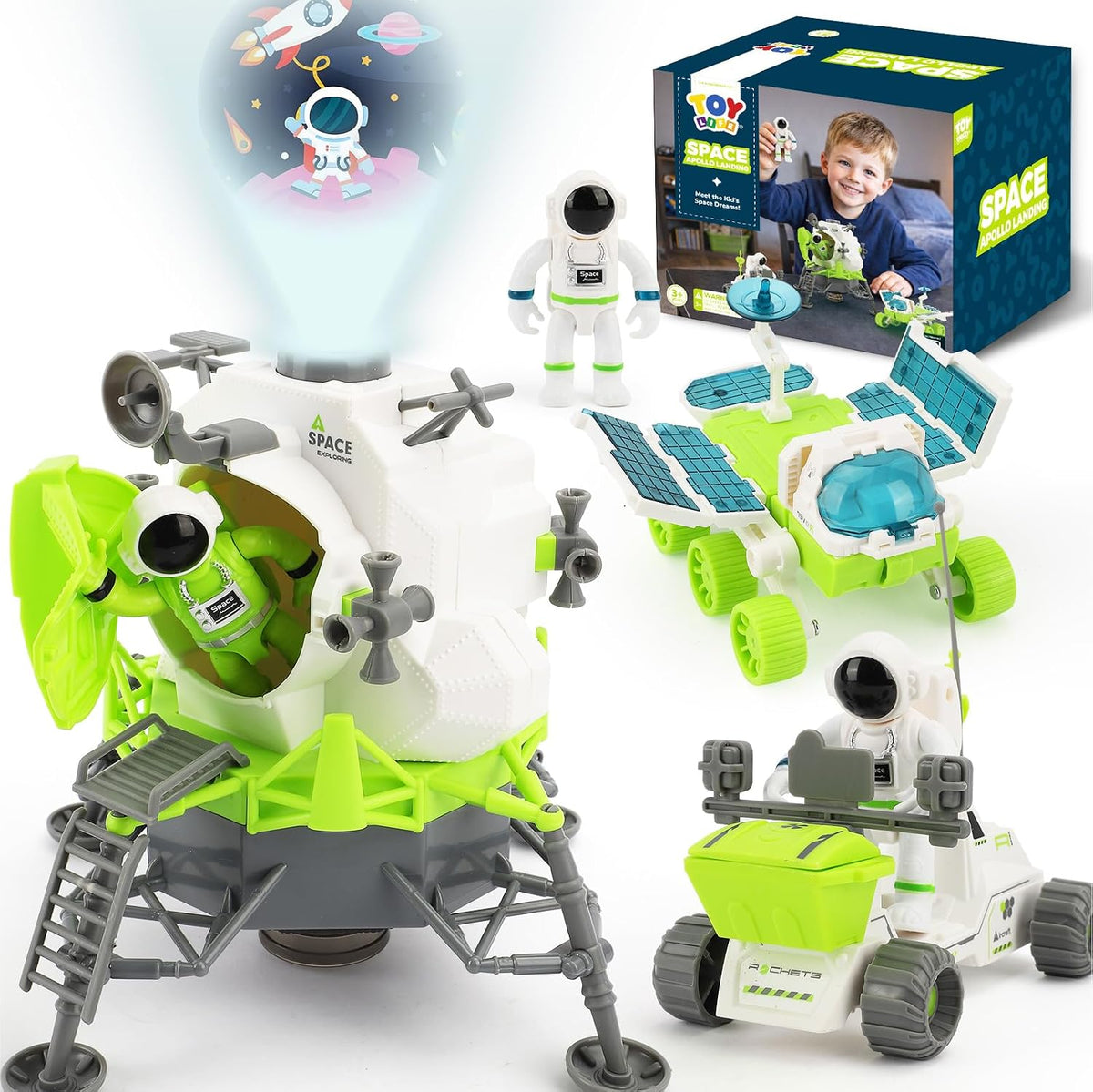 TOY Life Juguete espacial lunar para niños de 3 a 5 años, juguete de cohete con juguetes de astronauta, juego de cohetes de aventura espacial, juguetes de nave espacial para niños, juguetes de cohetes