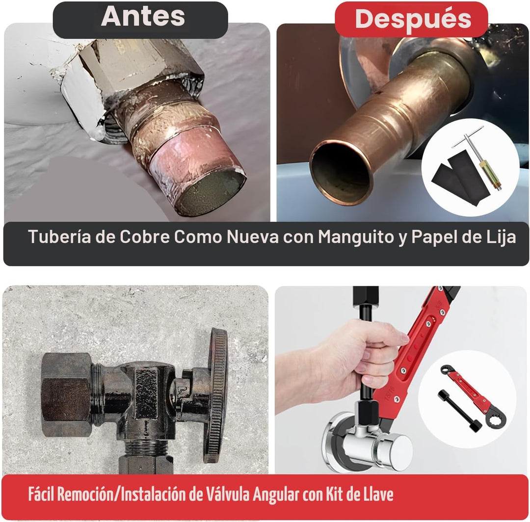 Vorhixa Kit de herramientas de plomería de 6 piezas con llave de to...