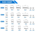 Kit surtido de tornillos de máquina de 720 piezas, #10-24#8-32#6-32#4-40 tornillos Phillips de cabeza plana con tuercas, pernos y arandelas planas surtidas, kit de tornillos de acero inoxidable con