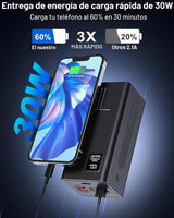 Relliphent Cargador portátil de 70000 mAh, 30 W PD QC 3.0 cargador...