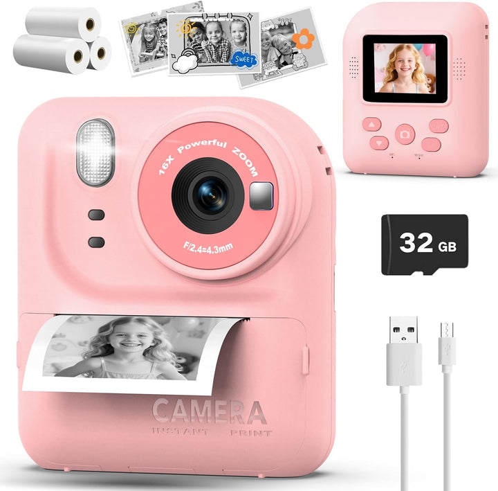 Teslahero Cámara para Niños con Impresión Instantánea de Fotos, Cám...