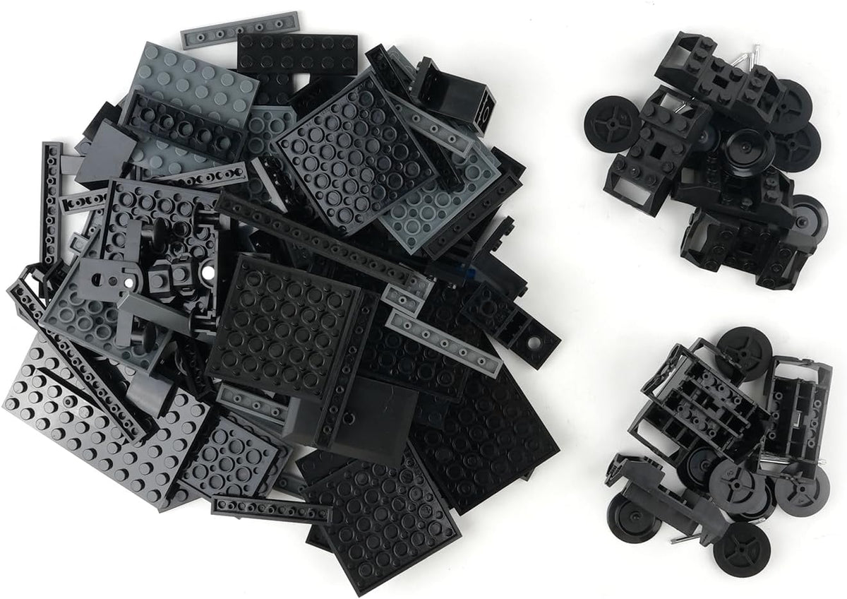 MOC City Creative Building Set – Ruedas de base de tren, camión de plataforma baja y vías de ferrocarril Kit de bricolaje (compatible con piezas técnicas 92339, 92088, 4025) (1PCS camión de