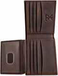 Billetera plegable de cuero de grano superior para hombre