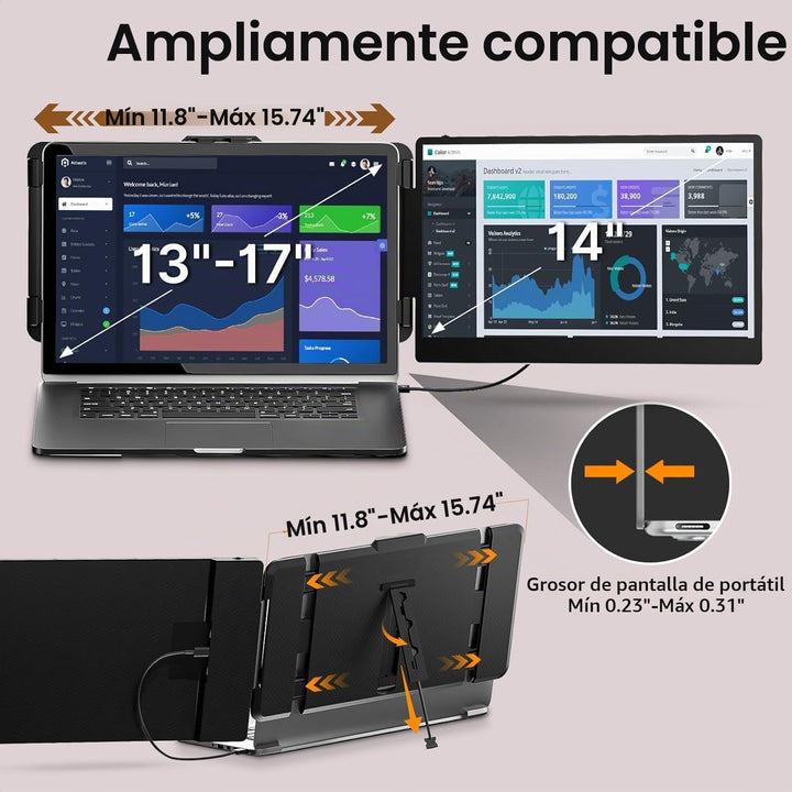 Extensor de pantalla para laptop, monitor de computadora portátil F...