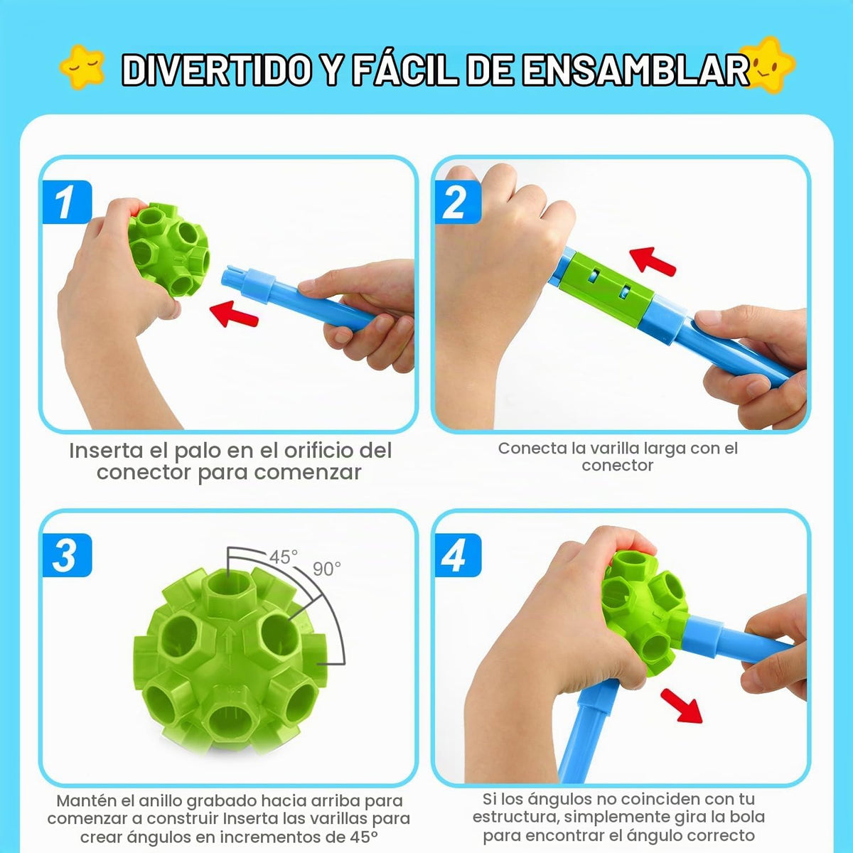 SpringFlower - Kit de construcción de fortalezas para niños, juguetes de construcción STEM, regalo educativo para niños de 3 a 12 años, juego creativo para interiores y exteriores, 140 piezas, verde
