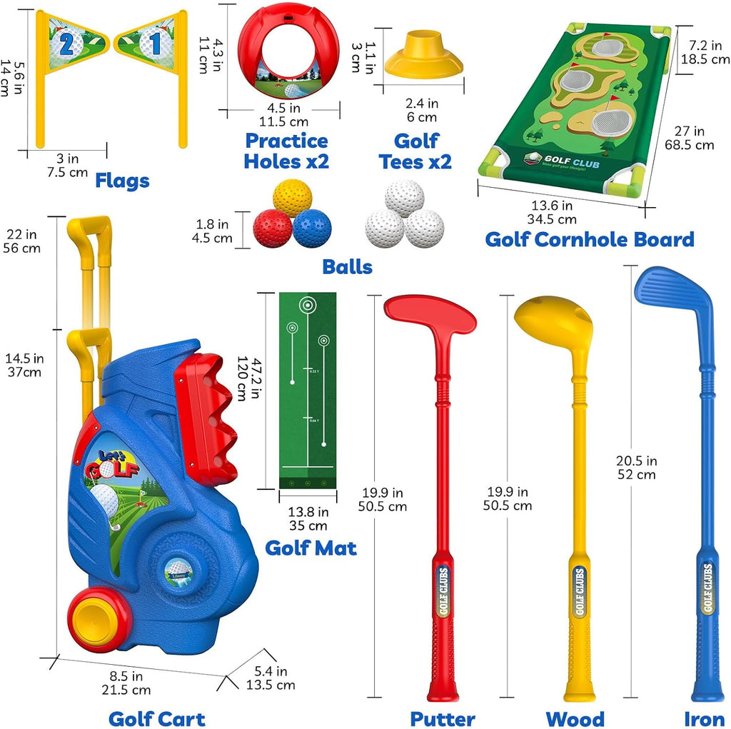 Liberry Juego de Palos de Golf para Niños Pequeños, Juguete para Niños y Niñas de 1 2 3 4 Años, Azul