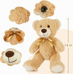MorisMos Paquete de 6 osos de peluche a granel, osos de peluche pequeños de 14 pulgadas, bonitos osos de peluche para centro de mesa, baby shower, San Valentín, boda, cumpleaños, color marrón claro