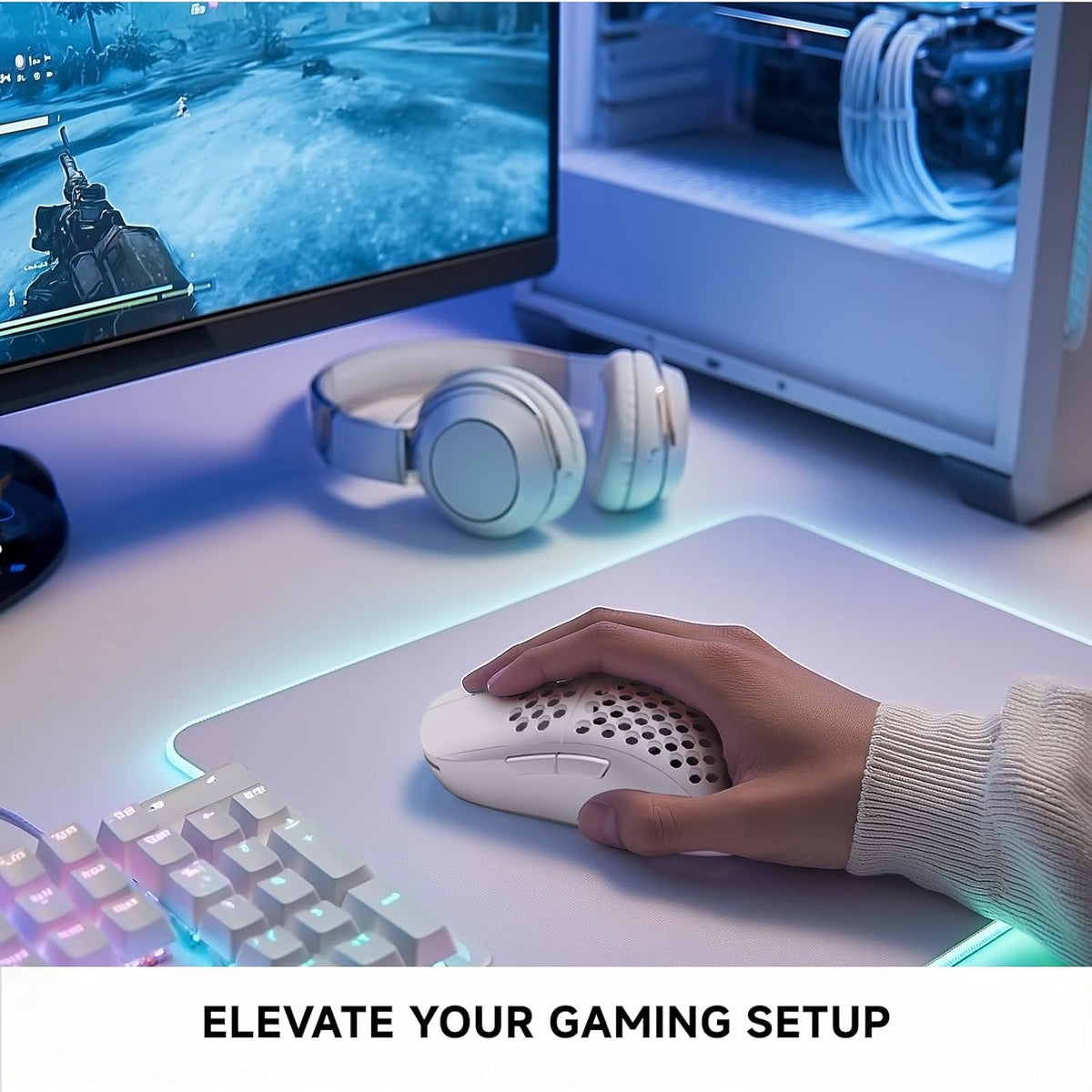 TMKB - Mouse inalámbrico para juegos, sensor óptico de 24000 DPI, b...
