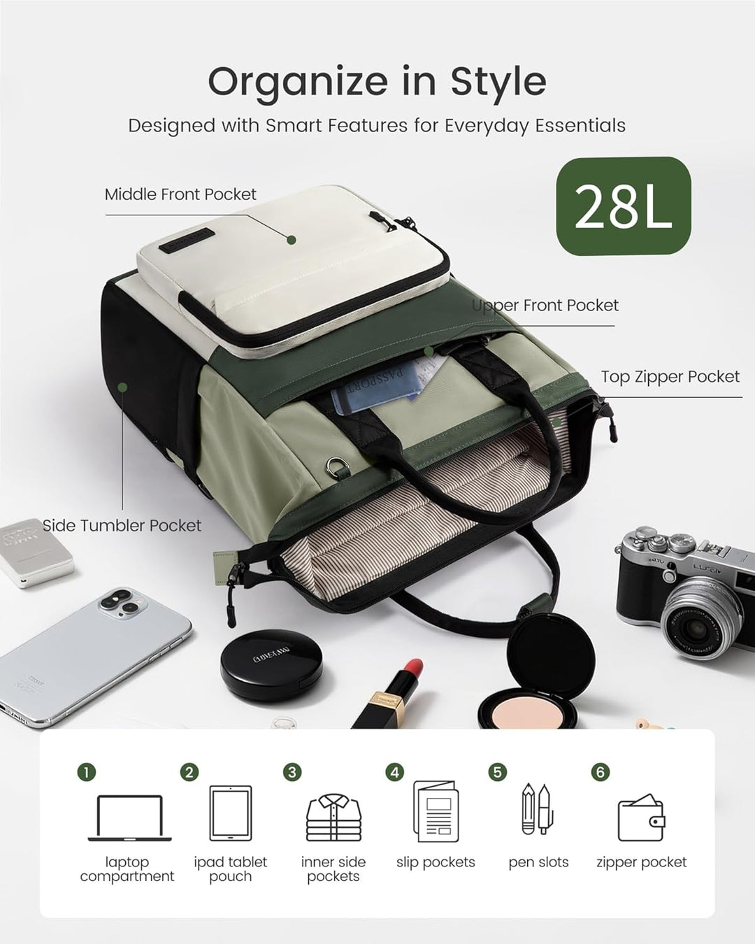 LOVEVOOK - Mochila de computadora portátil para mujer, mochila de 1...