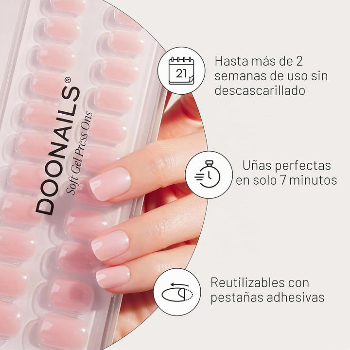 DOONAILS Uñas Postizas de gel suave a presión \u2013 Kit de 28 piez...