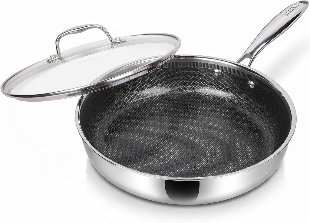 imarku 12-Pulgadas Sartén Antiadherente con Tapa, Recubrimiento Cerámico