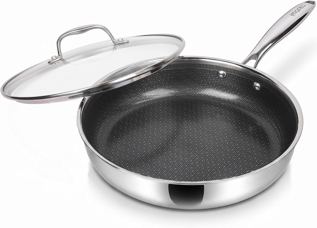 imarku 12-Pulgadas Sartén Antiadherente con Tapa, Recubrimiento Cerámico