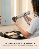 HITTIONA Secador de pelo de viaje de doble voltaje con difusor magn...