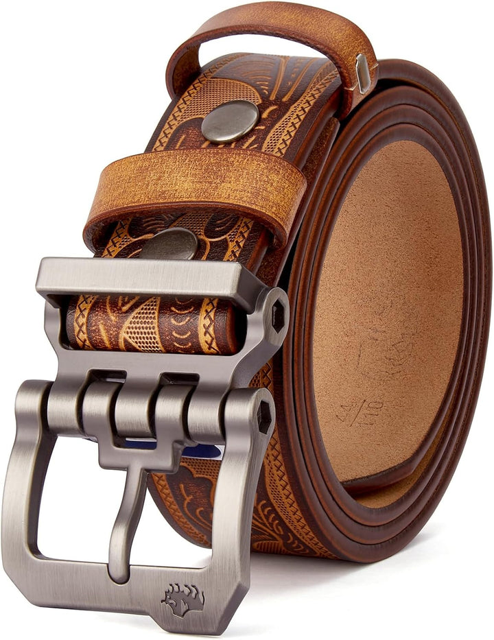BISON DENIM Cinturones de cuero para hombre, cinturones de vestir d...