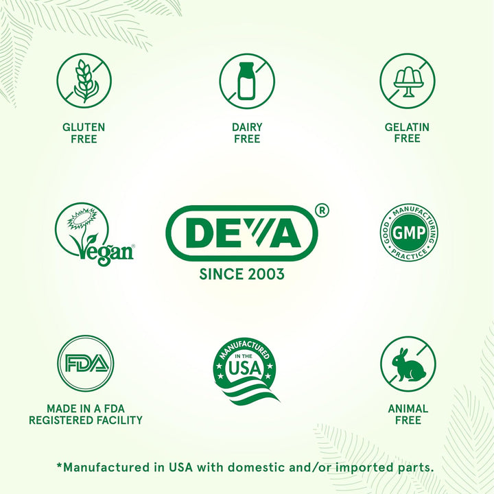 DEVA Multivitamínico vegano para mujeres y hombres con hierro, vita...