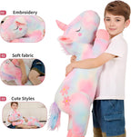 Tianmihou - Cojín de peluche de unicornio arcoíris de 32 pulgadas