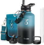 Botella de agua de acero inoxidable de 64 onzas con 3 tapas