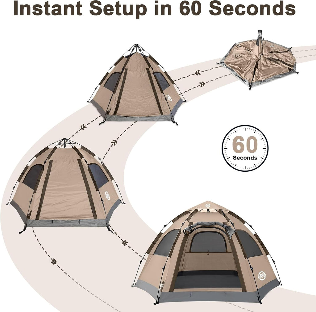 ADSMART Tiendas de campaña instantáneas para acampar 2/3/4/5 personas, impermeable, fácil instalación, tiendas de campaña con bolsa de transporte para senderismo al aire libre