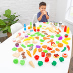 KidKraft Juego de Comida de Juego de Simulación Deluxe Tasty Treats de 115 Piezas, Artículos de Plástico para Comestibles y Despensa, Regalo para Edades 3+