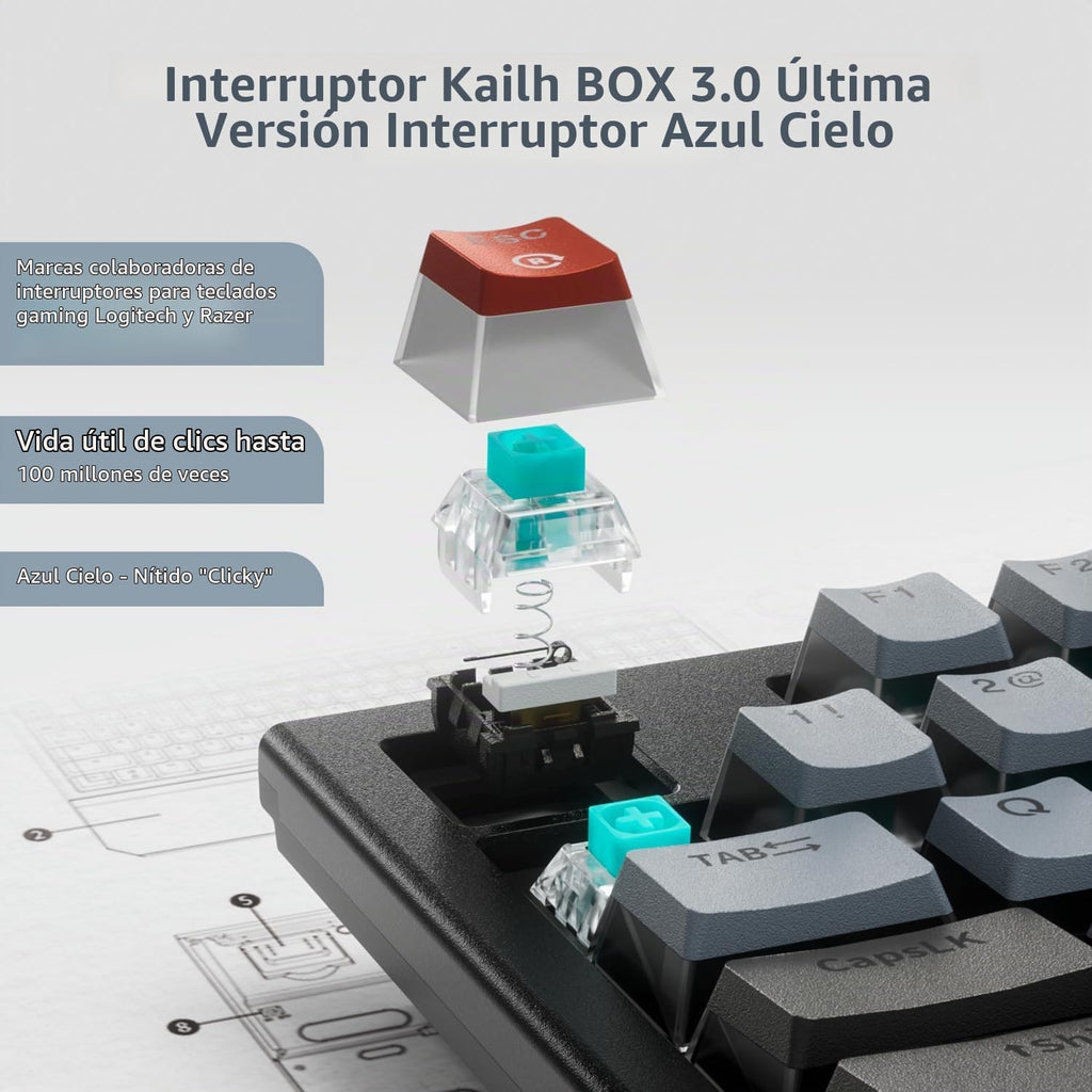 Hexgears Teclado mecánico inalámbrico X5 tamaño completo 108 teclas - Dark
