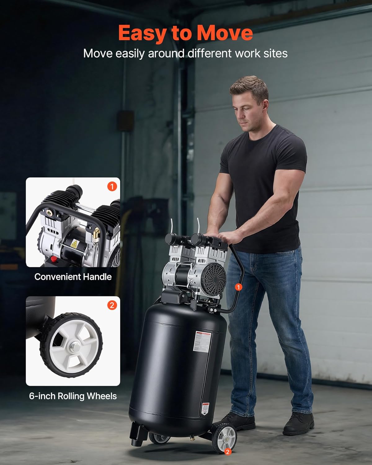 VEVOR Compresor de aire de 20 galones, 2HP 4.5 SCFM a 90PSI, tanque...