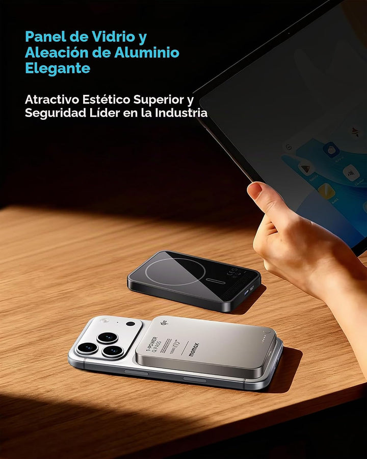 MOMAX Cargador portátil Q.Pass, 10000 mAh Slim Power Bank Qi2 certi...