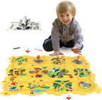 Set de Juego con Rompecabezas de Dinosaurio de Plástico y Pista de Coches para Niños de 3, 4 y 5 Años