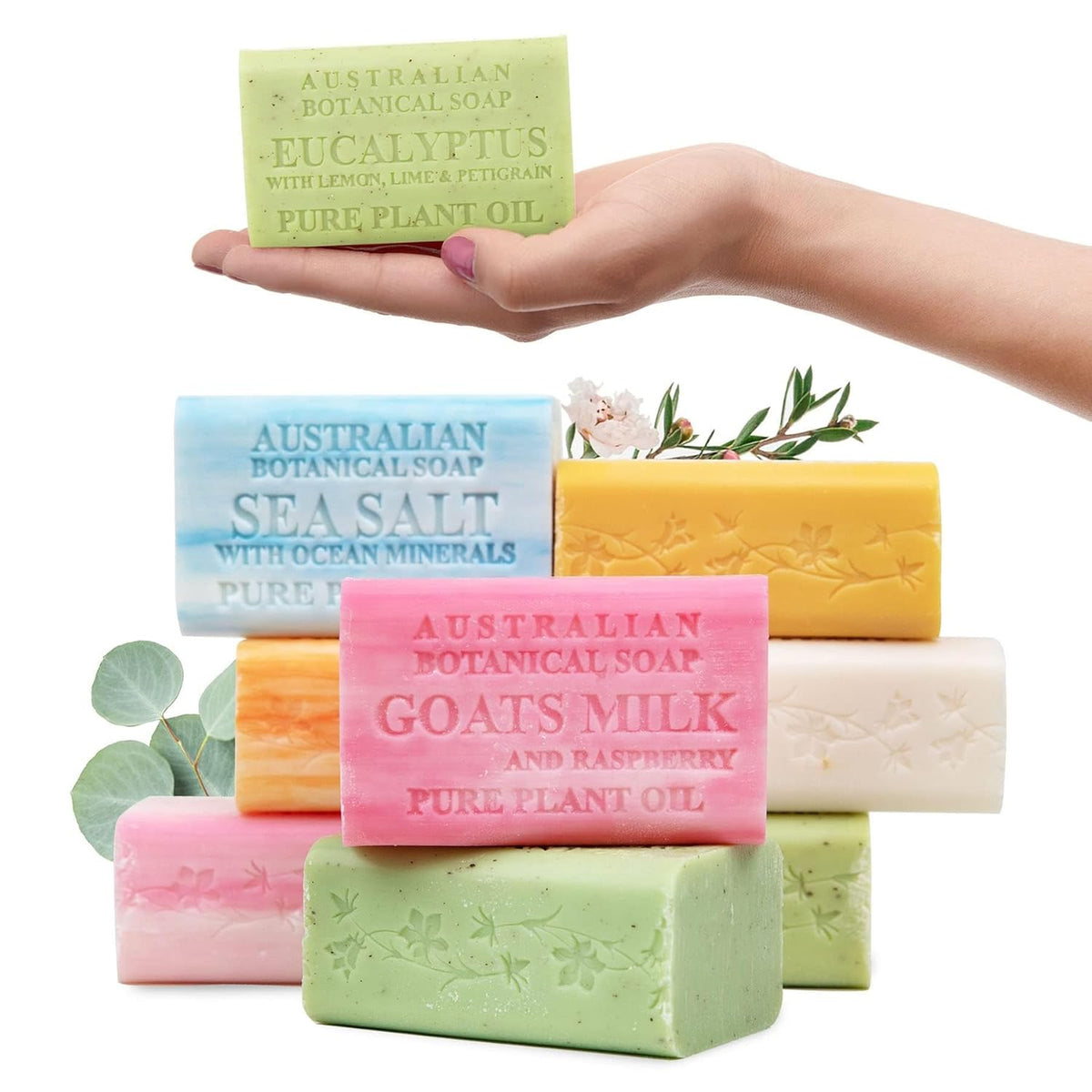 Australian Botanical Soap, Barras de triple molido de 6.6 onzas con...